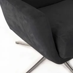 Discount Wohnen Sessel & Fußhocker Set in Grau Samt - Gowri (zweiteilig)
