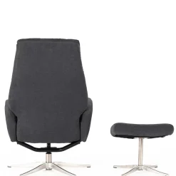 Discount Wohnen Sessel & Fußhocker Set in Grau Samt - Gowri (zweiteilig)