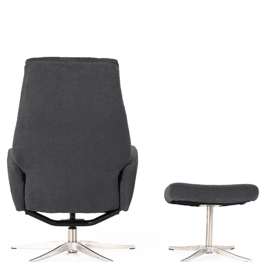 Discount Wohnen Sessel & Fußhocker Set in Grau Samt - Gowri (zweiteilig)