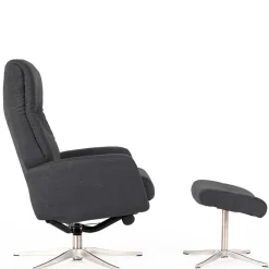 Discount Wohnen Sessel & Fußhocker Set in Grau Samt - Gowri (zweiteilig)