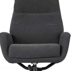 Discount Wohnen Sessel & Fußhocker Set in Grau Samt - Gowri (zweiteilig)