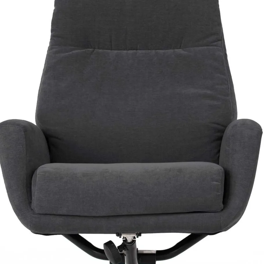 Discount Wohnen Sessel & Fußhocker Set in Grau Samt - Gowri (zweiteilig)