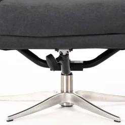 Discount Wohnen Sessel & Fußhocker Set in Grau Samt - Gowri (zweiteilig)