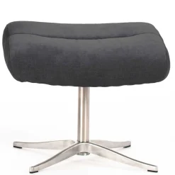 Discount Wohnen Sessel & Fußhocker Set in Grau Samt - Gowri (zweiteilig)