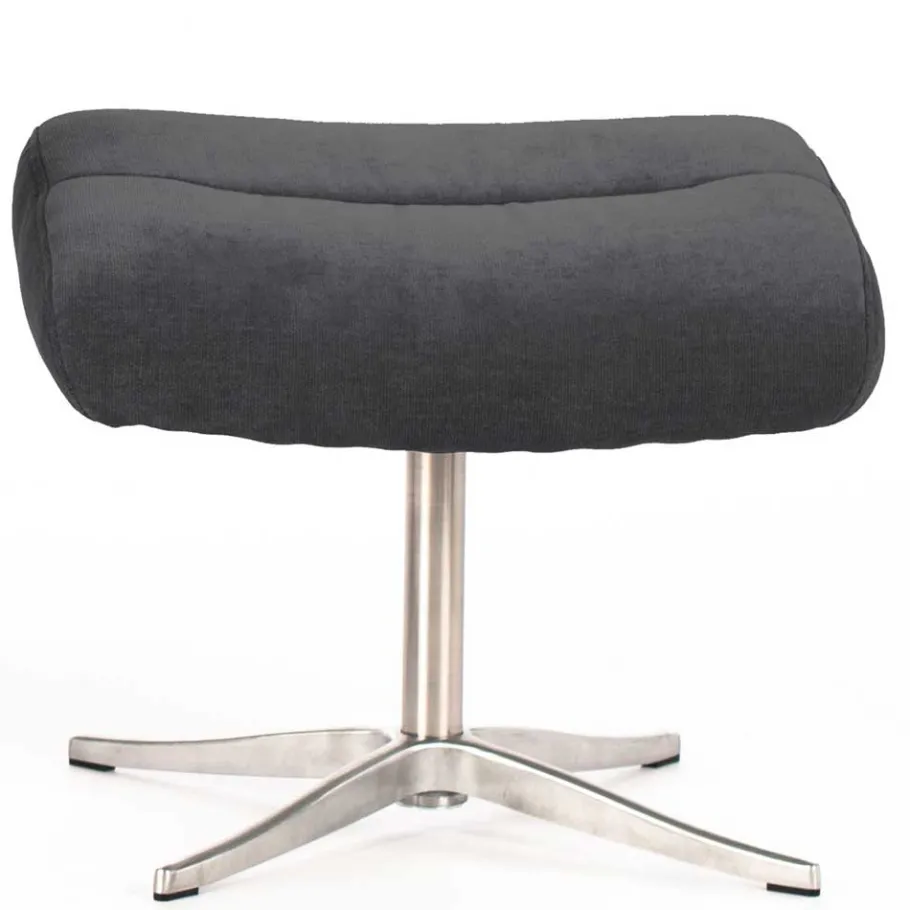 Discount Wohnen Sessel & Fußhocker Set in Grau Samt - Gowri (zweiteilig)