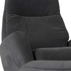 Discount Wohnen Sessel & Fußhocker Set in Grau Samt - Gowri (zweiteilig)