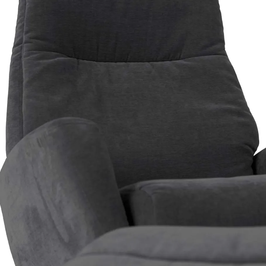 Discount Wohnen Sessel & Fußhocker Set in Grau Samt - Gowri (zweiteilig)