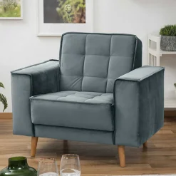 Clearance Wohnen Sessel aus Samtvelours in Blaugrau - Lymeca