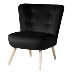 Discount Wohnen Sessel aus Samtvelours in Schwarz - Adaliz