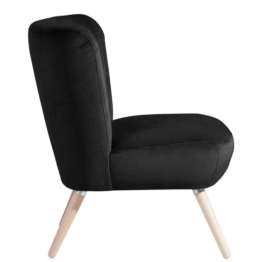 Discount Wohnen Sessel aus Samtvelours in Schwarz - Adaliz