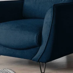 Discount Wohnen Sessel aus Webstoff in Dunkelblau - Berenice