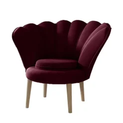 Outlet Wohnen Sessel im Muscheldesign in Bordeaux Rot - Catuella
