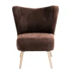 Hot Wohnen Sessel in Braun Velours und Buche - Cremana