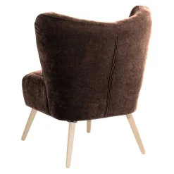 Hot Wohnen Sessel in Braun Velours und Buche - Cremana