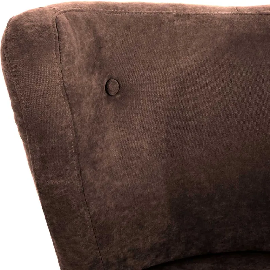 Hot Wohnen Sessel in Braun Velours und Buche - Cremana