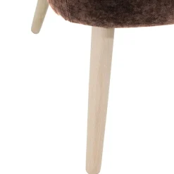 Hot Wohnen Sessel in Braun Velours und Buche - Cremana