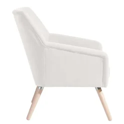 Hot Wohnen Sessel in Creme Velours-Stoff - Emia