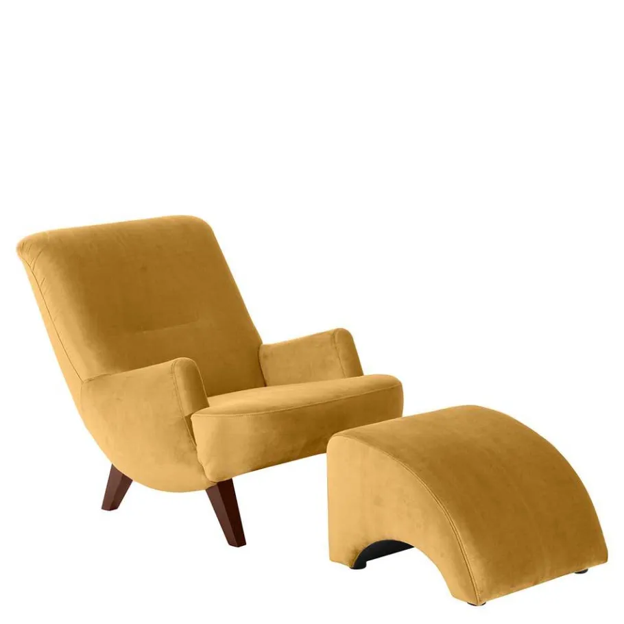 Discount Wohnen Sessel in Gelb und Nussbaum Braun - Nikaragva