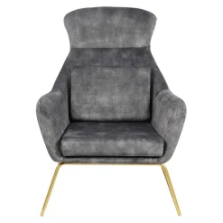 Best Wohnen Sessel in Grau Samtvelours & Messing Metall - Henrics