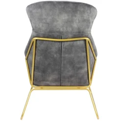 Best Wohnen Sessel in Grau Samtvelours & Messing Metall - Henrics