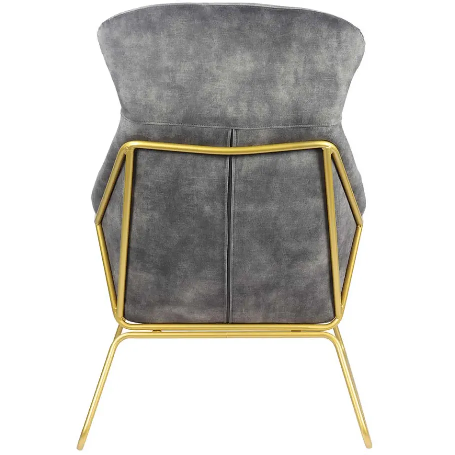 Best Wohnen Sessel in Grau Samtvelours & Messing Metall - Henrics
