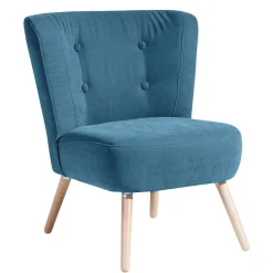 Outlet Wohnen Sessel in Petrol Blau Velours - Curedo
