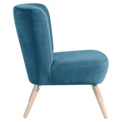 Outlet Wohnen Sessel in Petrol Blau Velours - Curedo