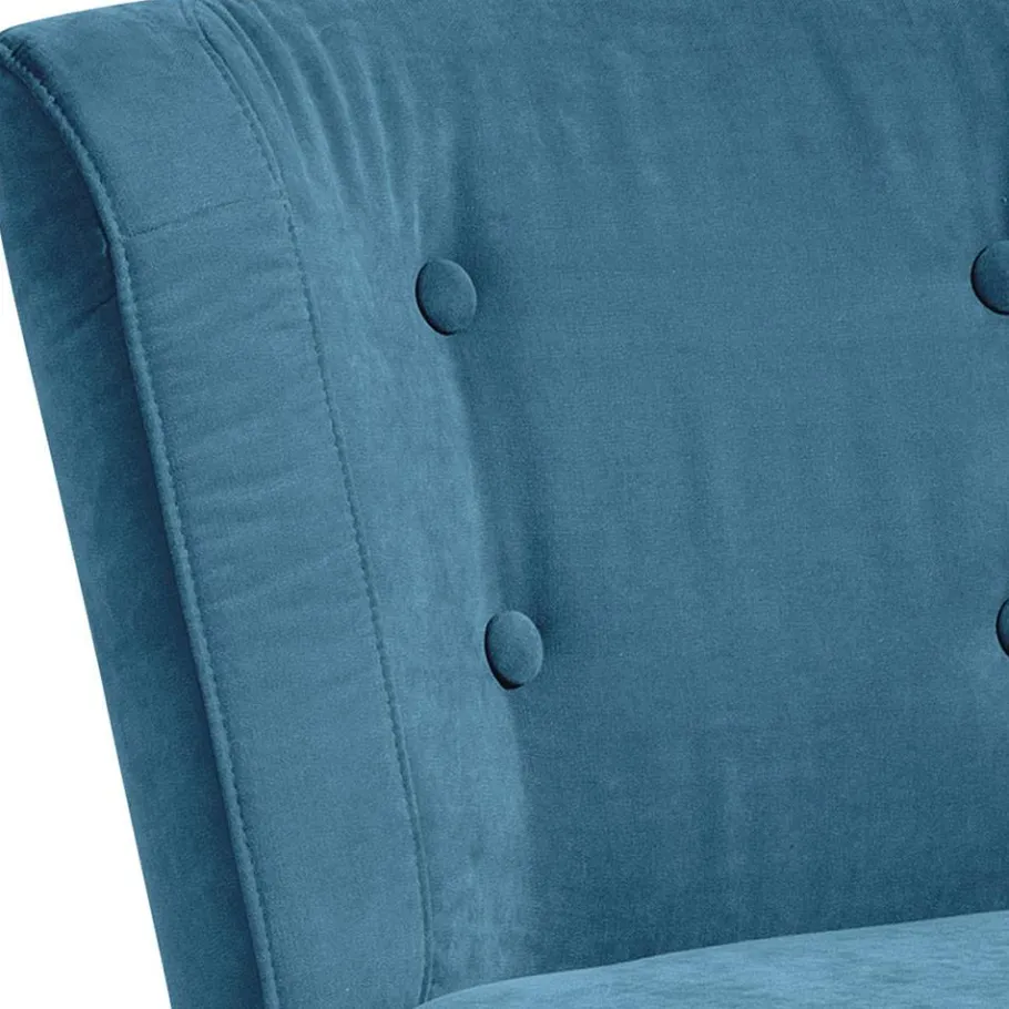 Outlet Wohnen Sessel in Petrol Blau Velours - Curedo