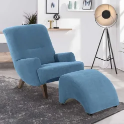 Discount Wohnen Sessel in Petrol Veloursbezug - Frunz