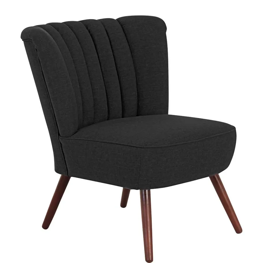 Discount Wohnen Sessel in Schwarz und Nussbaum - Nastasia