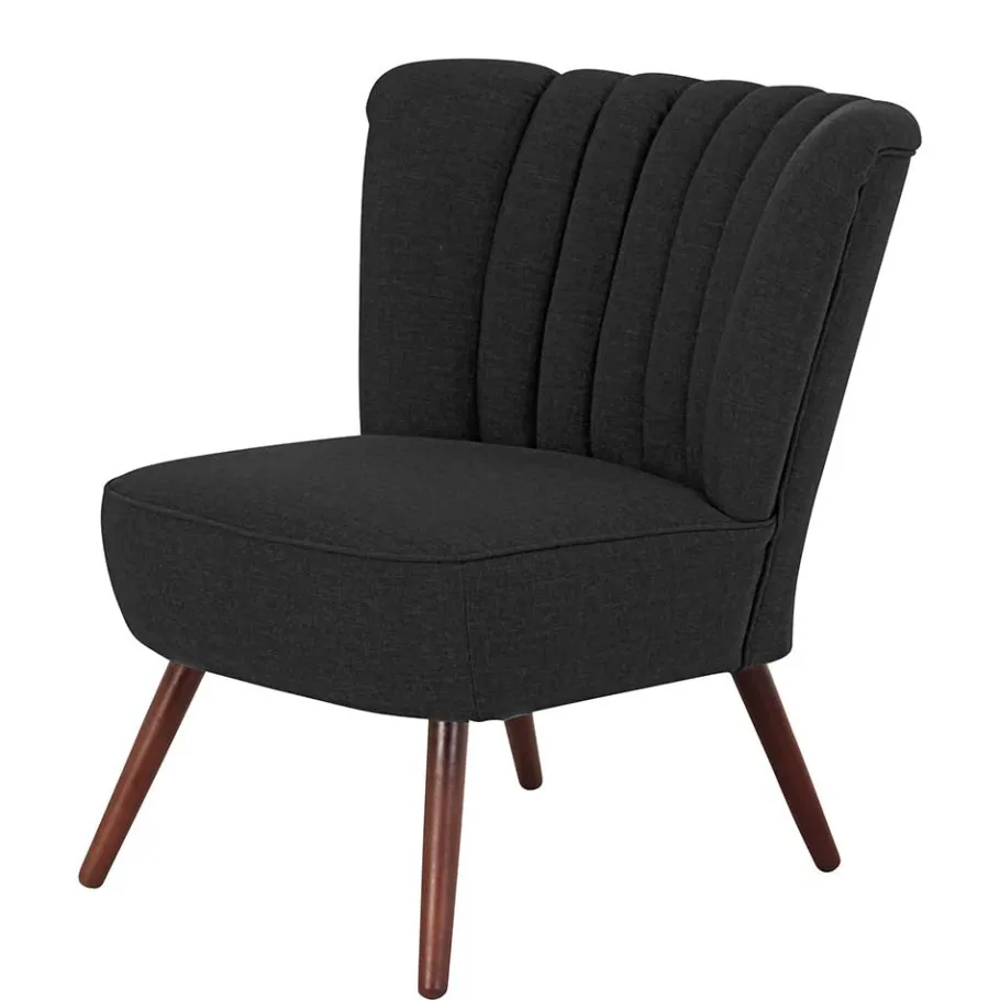 Discount Wohnen Sessel in Schwarz und Nussbaum - Nastasia