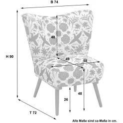 Wohnen Sessel in Weiß Blau mit Blumen und Vögeln - Intiatos