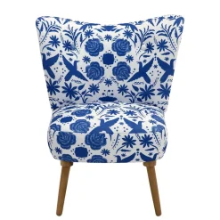 Wohnen Sessel in Weiß Blau mit Blumen und Vögeln - Intiatos