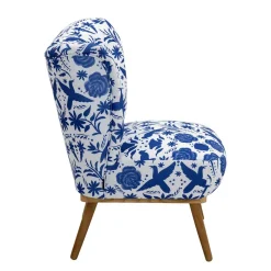 Wohnen Sessel in Weiß Blau mit Blumen und Vögeln - Intiatos