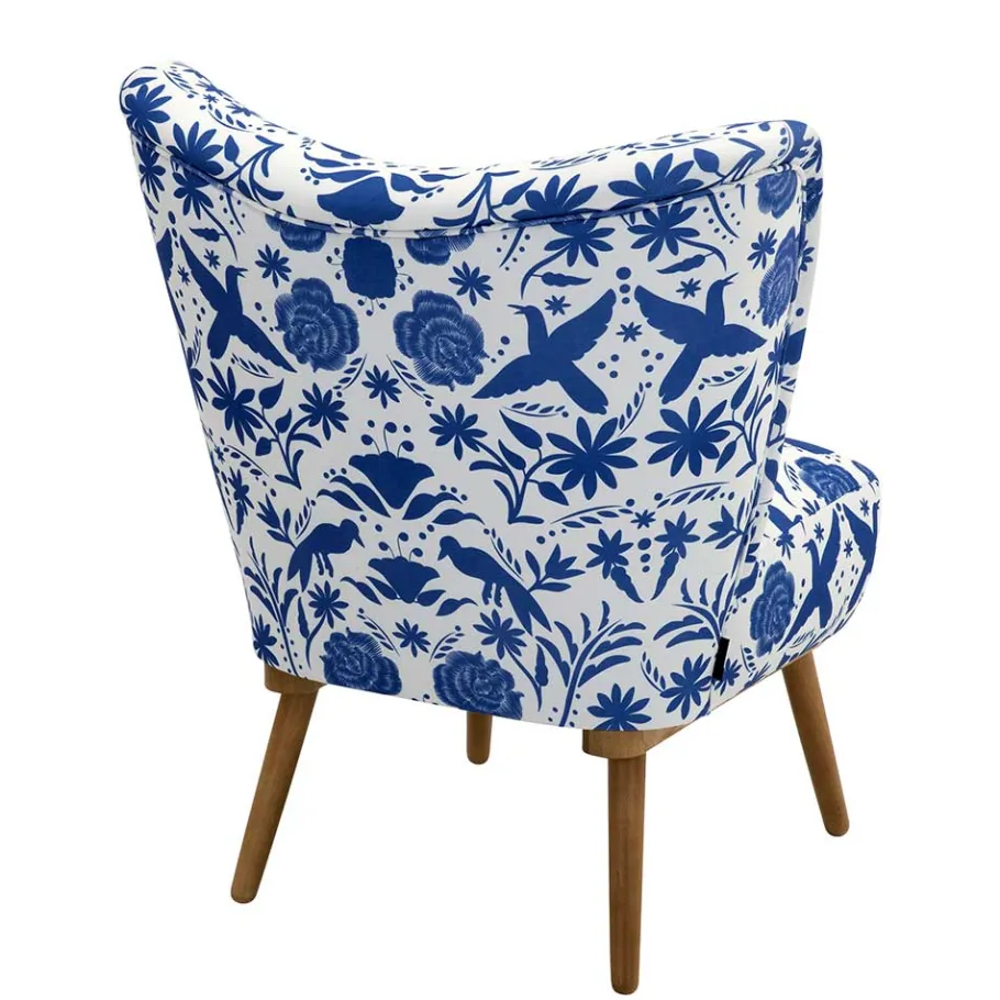 Wohnen Sessel in Weiß Blau mit Blumen und Vögeln - Intiatos