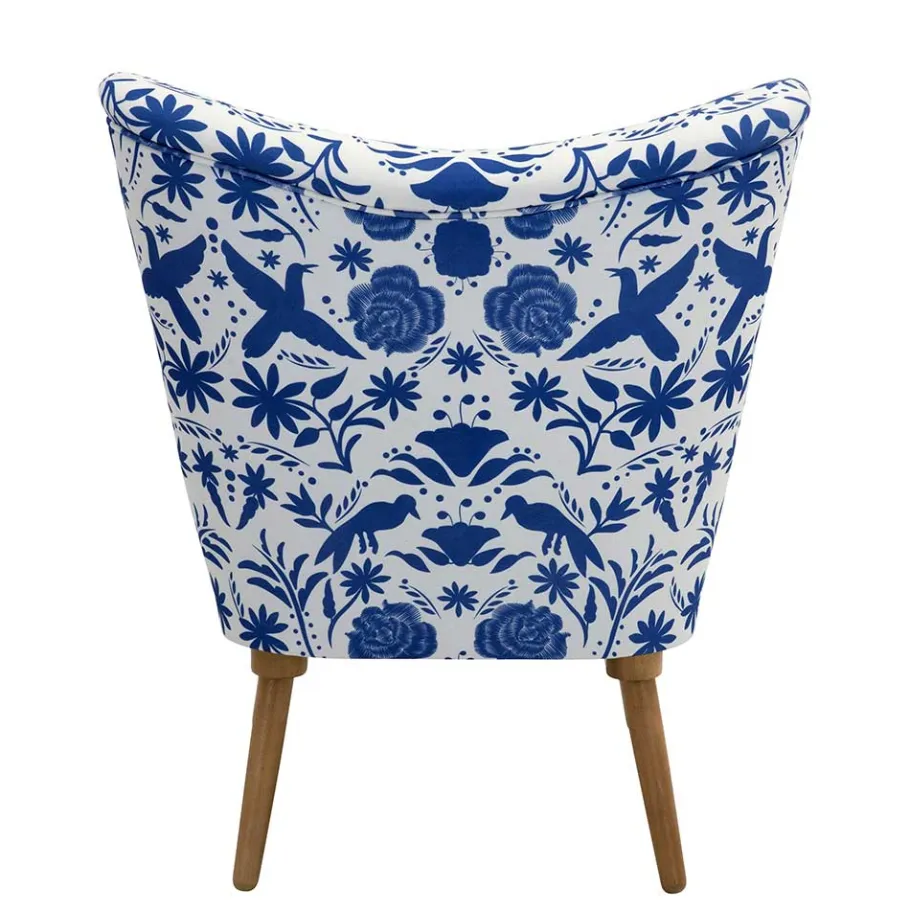 Wohnen Sessel in Weiß Blau mit Blumen und Vögeln - Intiatos