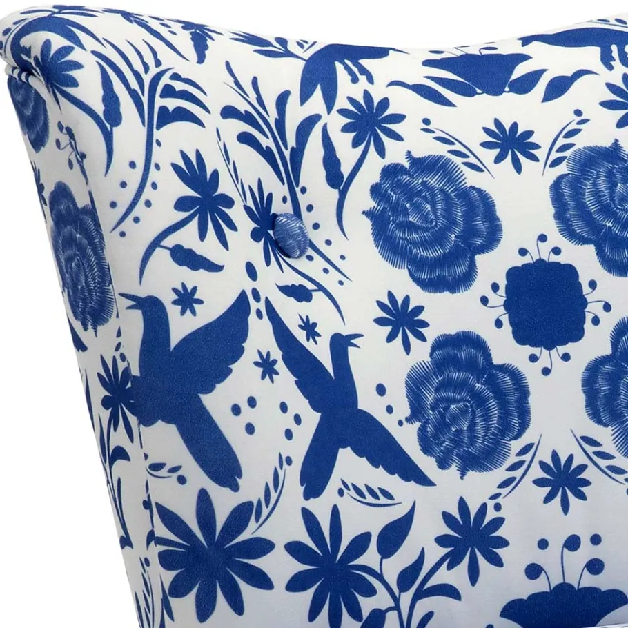 Wohnen Sessel in Weiß Blau mit Blumen und Vögeln - Intiatos
