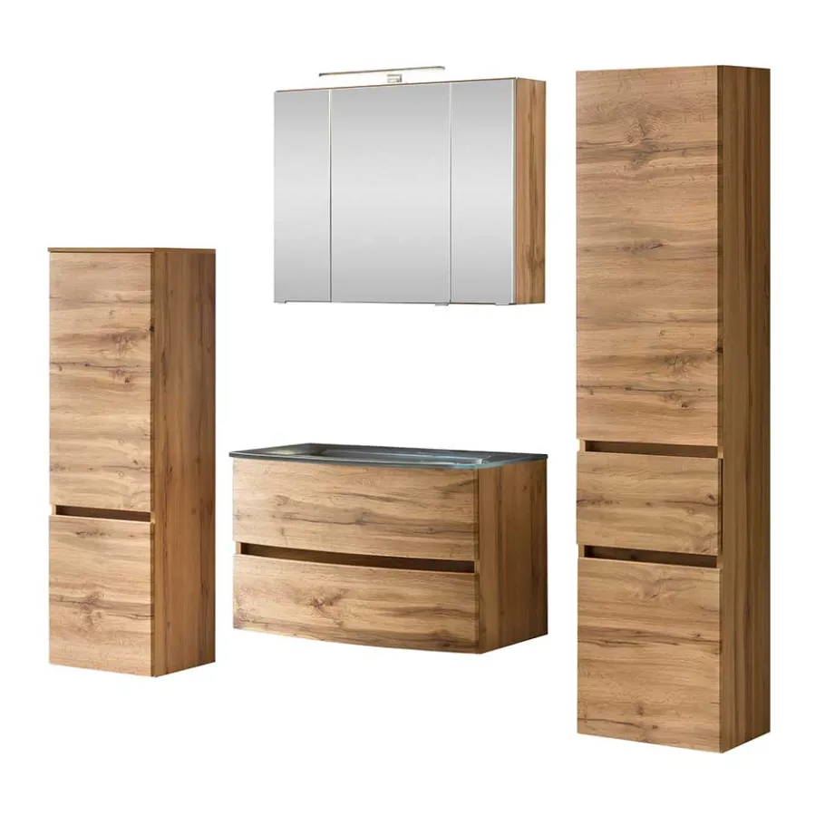 Discount Wohnen Set Badmöbel in Holz Optik - Neuzera (vierteilig)