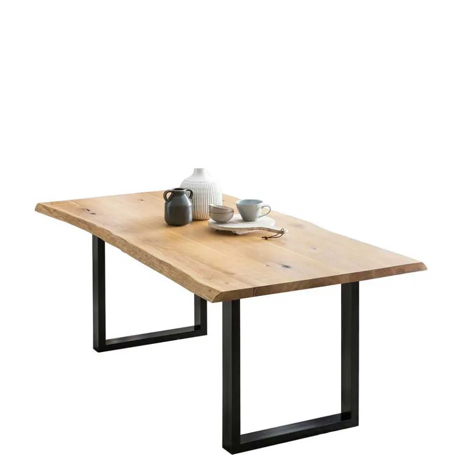 Outlet Wohnen Set Baumkantentisch & Samtstühle - Sylverta (fünfteilig)