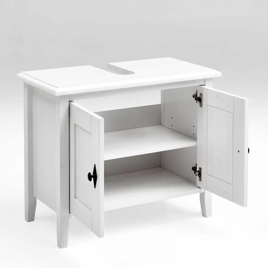 New Wohnen Set Landhaus Badmöbel aus Holz - Satumare (dreiteilig)