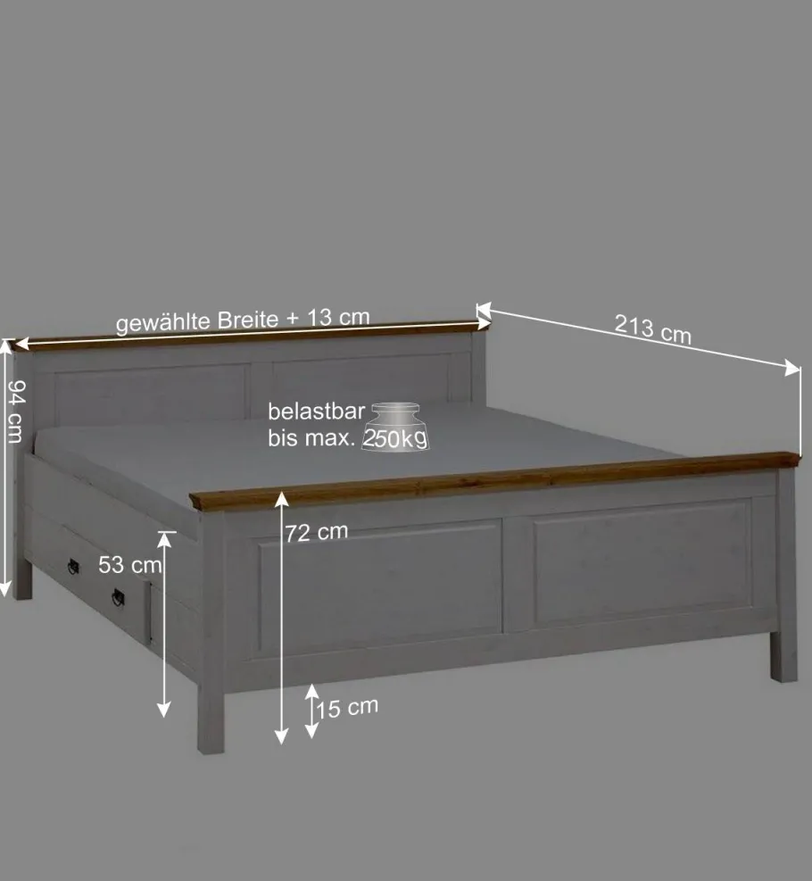 Best Wohnen Set Landhausbett & Nachtschränke - Sibiuta (dreiteilig)