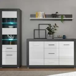 Online Wohnen Set Vitrine & Highboard & Regal - Istensa (dreiteilig)