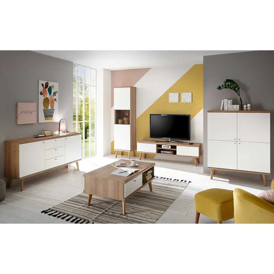 New Wohnen Set Wohnzimmer Einrichtung zweifarbig - Cablos (fünfteilig)