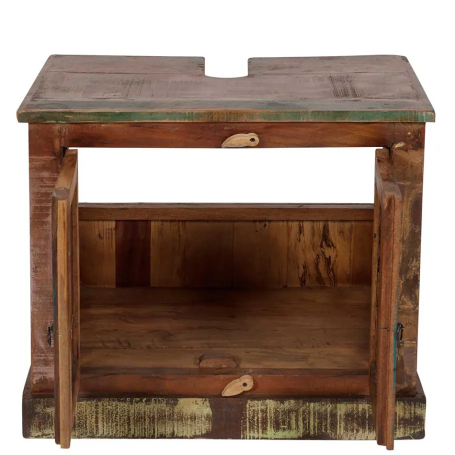 Outlet Wohnen Shabby Badmöbel aus Recyclingholz - Jamaica (fünfteilig)