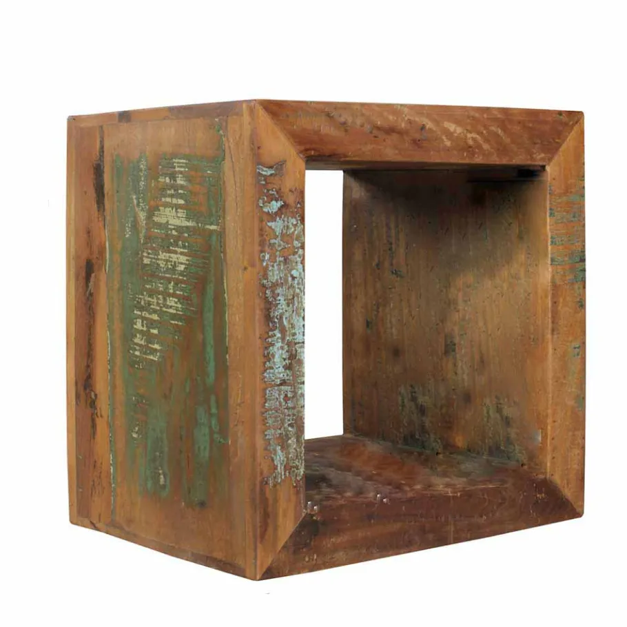 Outlet Wohnen Shabby Chic Ablagetisch Dencig in Würfelform halboffen