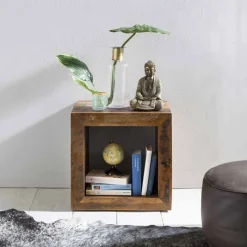Outlet Wohnen Shabby Chic Ablagetisch Dencig in Würfelform halboffen
