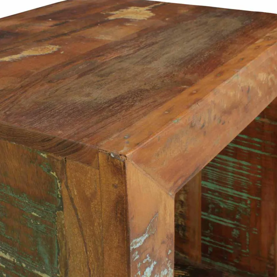 Outlet Wohnen Shabby Chic Ablagetisch Dencig in Würfelform halboffen