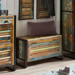 Outlet Wohnen Shabby Chic Bank mit Schuhaufbewahrung - Vosbadus