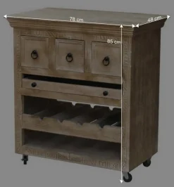 Discount Wohnen Shabby Chic Küchenwagen aus Holz Grey Wash - Abid