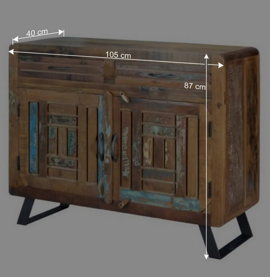 Hot Wohnen Shabby Chic Kombi-Kommode aus Recyclingholz - Tunar